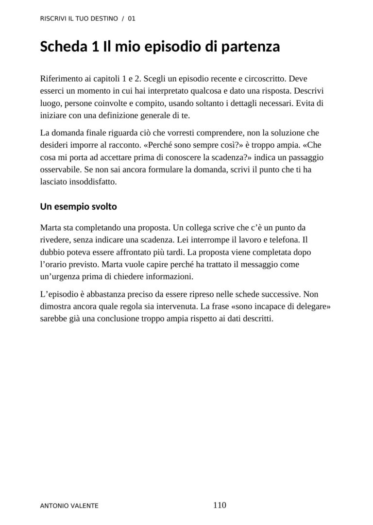 Una scheda di lavoro — anteprima reale del volume 01
